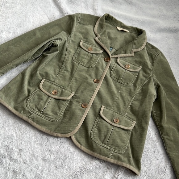 L.L. Bean Pinwheel Cordaroy Button Coat Khaki - Picture 1 of 6